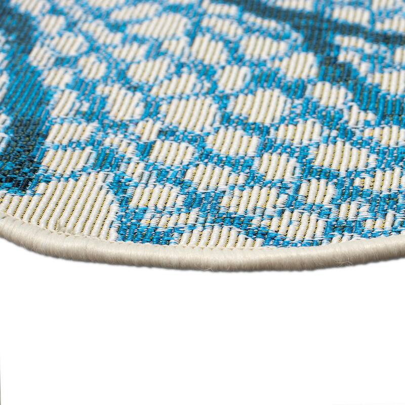 Liora Manne Esencia Coral Fan Indoor/Outdoor Mat Aqua 3'3"x3'3"