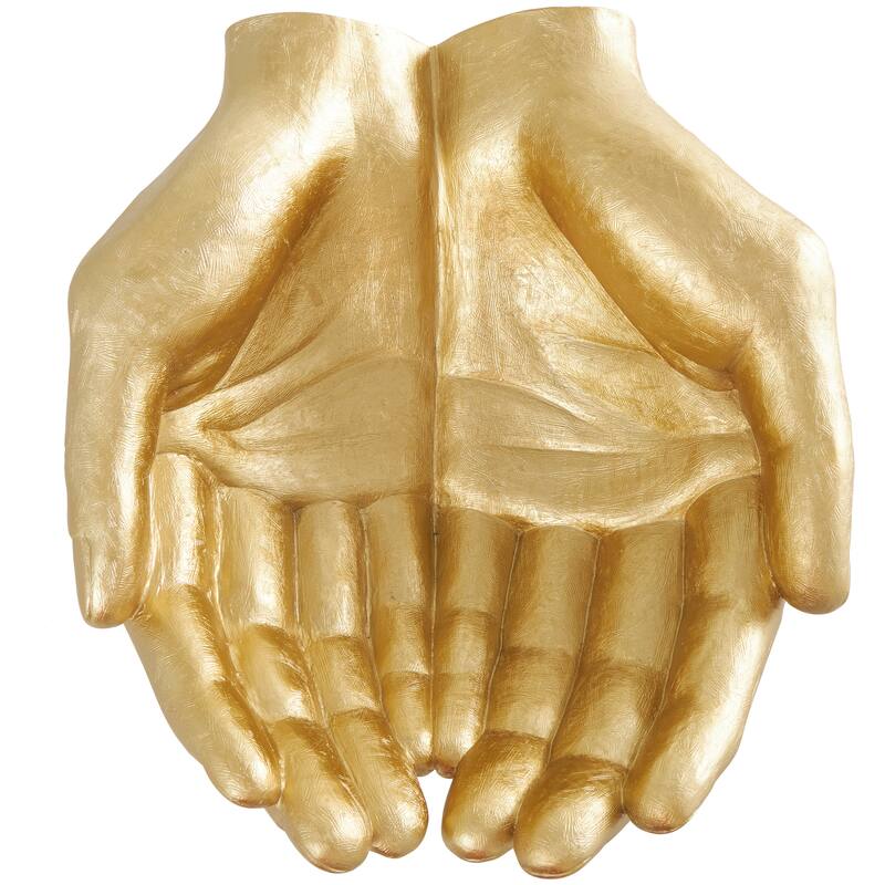 Classic Polystone Open Hands Sculpture - White or Gold