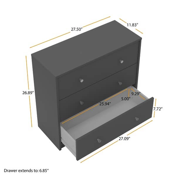 dimension image slide 6 of 7, Porch & Den Zoe 3-drawer Engineered Wood Chest