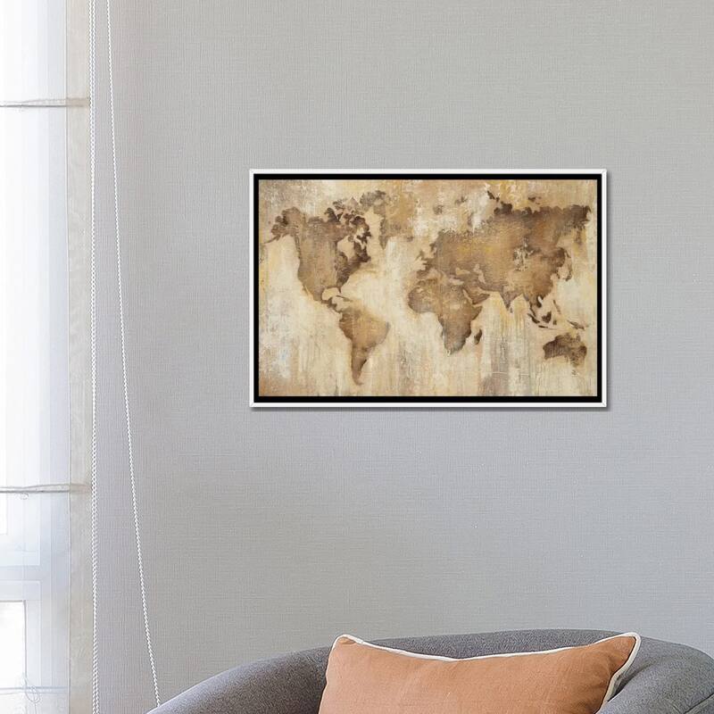 iCanvas "Map Of The World" by Liz Jardine Framed Canvas Print