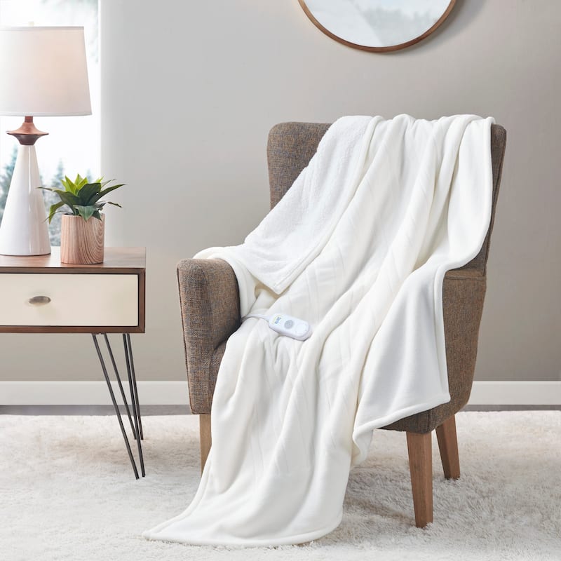 Fleece to Sherpa Heated Throw by Serta