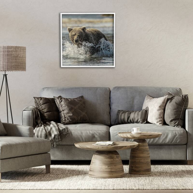 Stupell Bear Splashing in River Framed Giclee Art Design By Danita Delimont