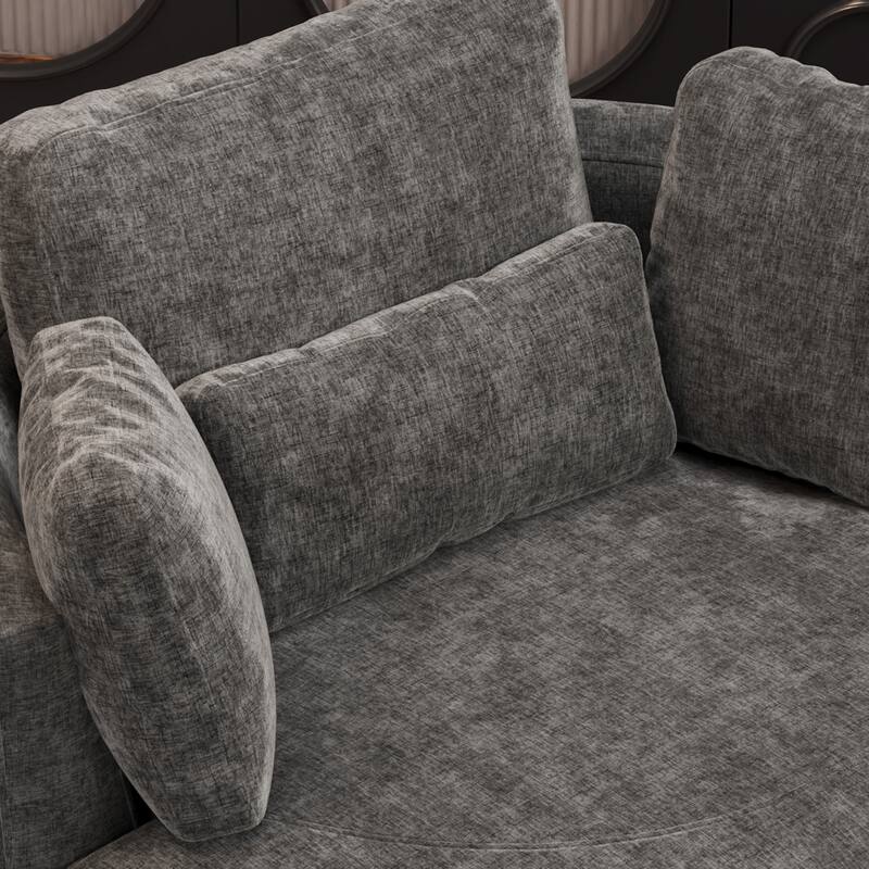 50.2"W Accent Barrel Chair,360° Swivel Club Chair with Metal Base