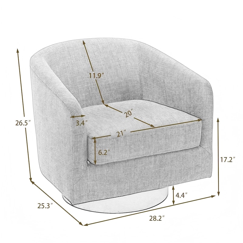 Modern Round 360-Degree Swivel Accent Chair Set of 2