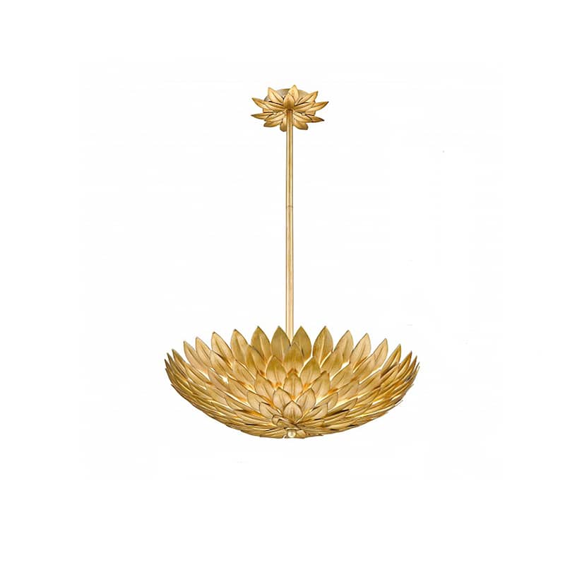 5-Light Gold Metal Leaf Chandelier