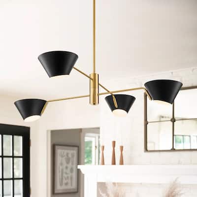4/6-Light Mid-Century Modern Industrial Sputnik 2/3-Tiered Linear Chandelier