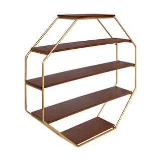 Kate and Laurel Lintz Octagon Floating Wall Shelf
