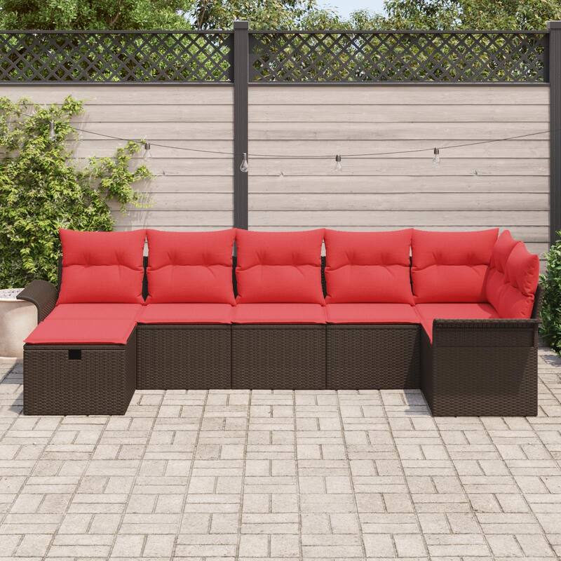 vidaXL 7/8 Piece Garden Sofa Set with Cushions - 117.1×52.2×27.2
