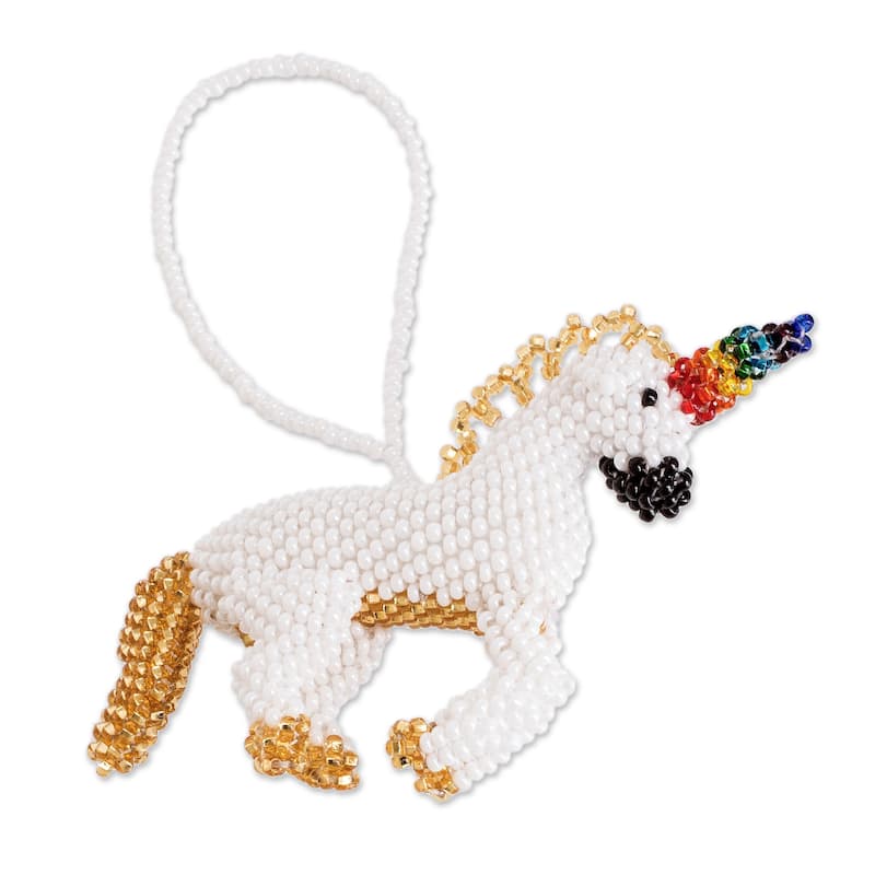Novica Handmade Rainbow Freedom Glass Beaded Ornament