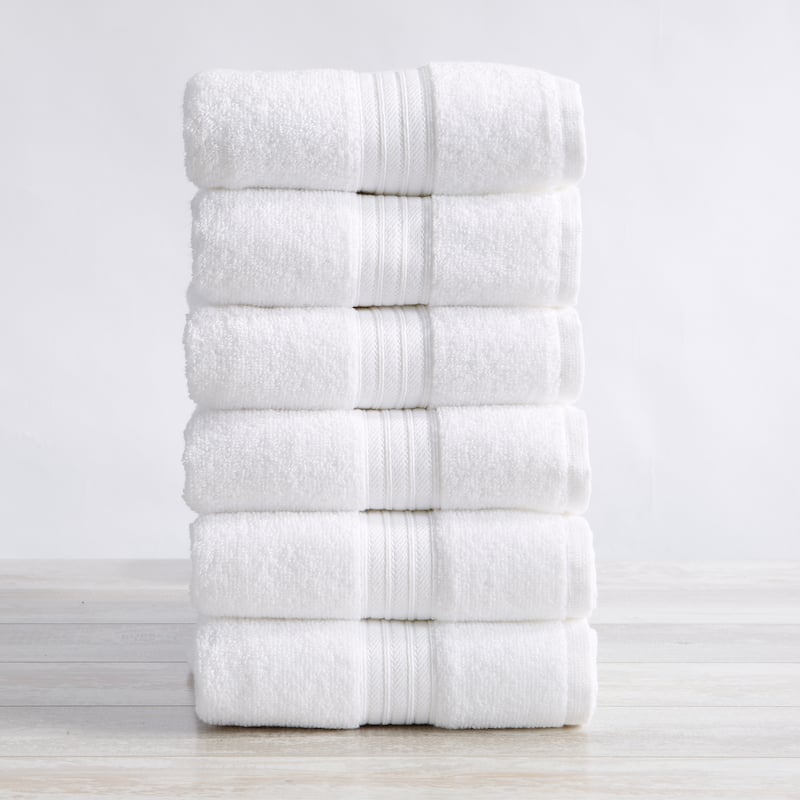 Linery & Co. Ringspun Cotton Bath Towel - Hand Towel (Pack of 6) - White