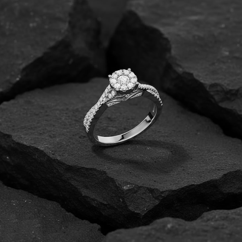 IGI Certified 1/2ct TDW Diamond Cross Over Engagement Ring in 10K Gold for Women