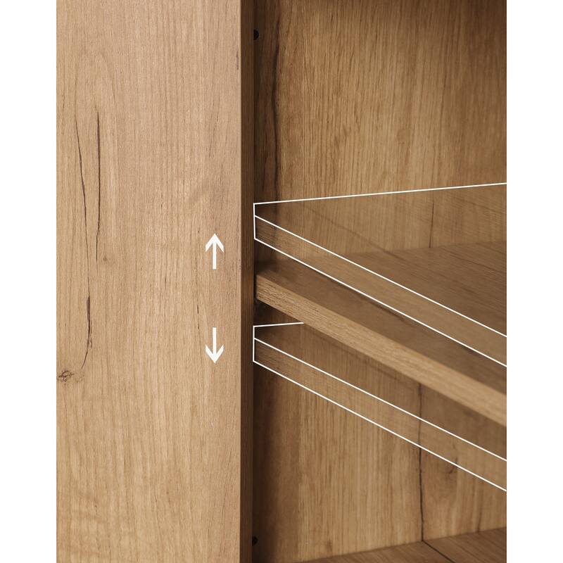 Rattan Bathroom Cabinet, Accent Cabinet with Adjustable Shelves, Storage Cabinet Sideboard with 3 Drawers