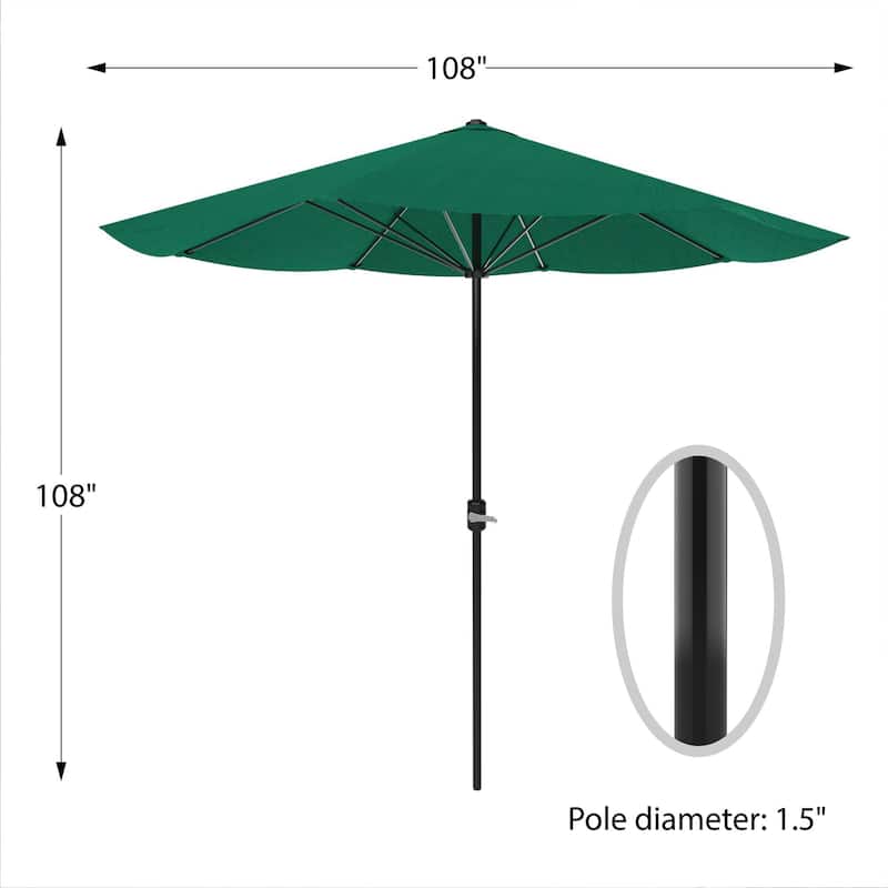 Pure Garden 9 ft Patio Umbrella Outdoor Shade with Easy Crank