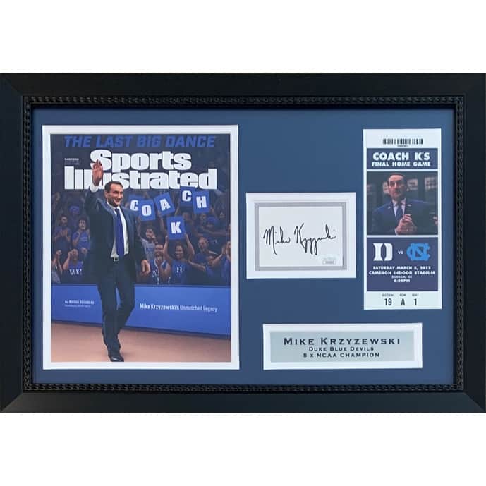 Mike Krzyzewski Coach K Autographed Duke Blue Devils Basketball Final Game Signed Photo Framed 14x20 Display JSA COA 2