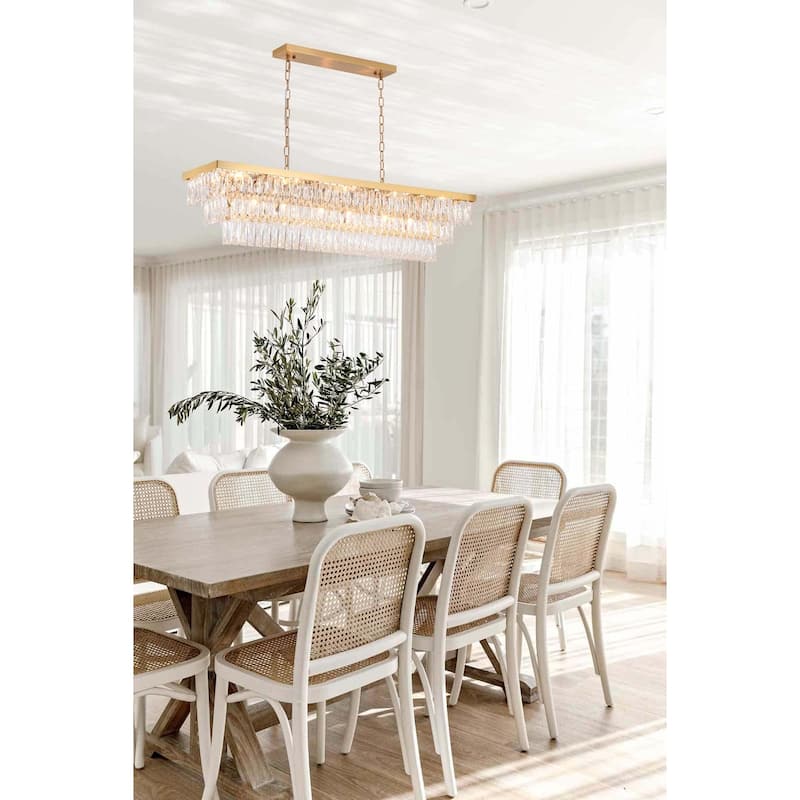 16-Light Gold Metal Chandelier With Clear Crystal