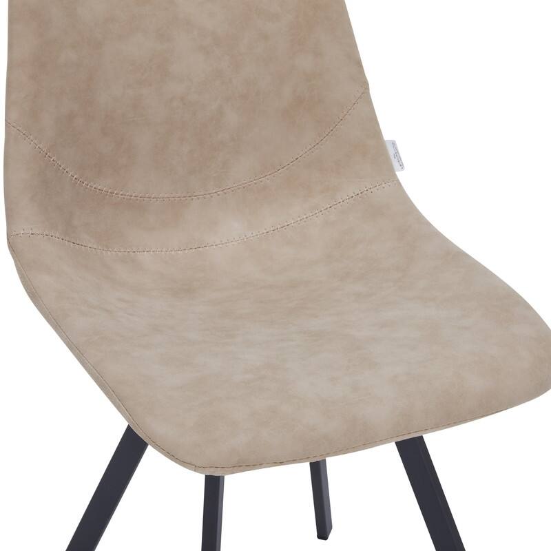 Markley Dining Chair with Leather Seat in Black Steel Legs, Scratch-Resistant, Ergonomic & Comfortable Modern Kitchen Chair
