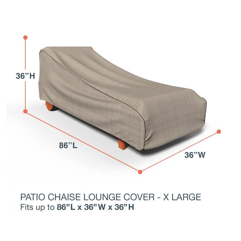 Budge StormBlock™ Mojave Black Ivory Patio Chaise Lounge Cover Multiple Sizes - Extra Large - 36"H x 36"W x 86"Deep