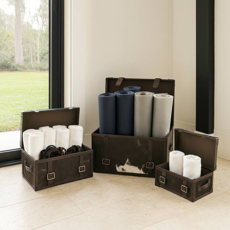 Storage Trunks with Buckle Detail - Set of 3 - 17", 15", 11" Multi - 27.0"