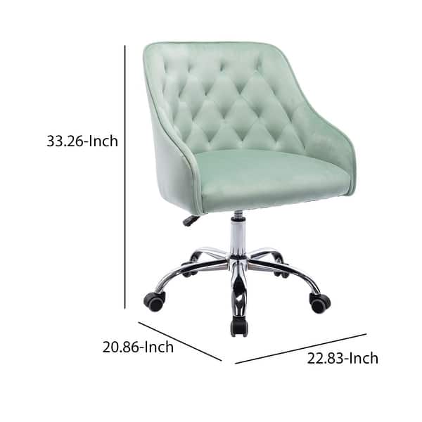 Office Chair with Padded Swivel Seat and Tufted Design, Mint Green