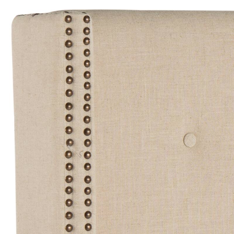 SAFAVIEH Rengin Taupe Upholstered Tufted Wingback Headboard (Twin)