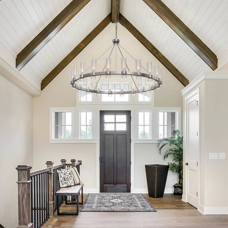 KAYLA 60" 20-Light Black Chandelier - 60in