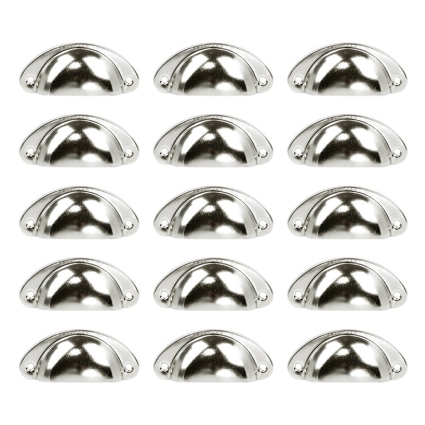 Bin Cup Pulls 2.6" Hole Center Cabinet Handle Nickel Plating Silver Tone 15pcs - Nickel Plating Silver Tone