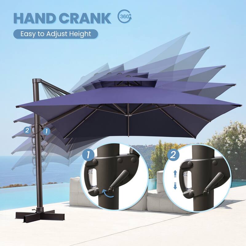Crestlive Outdoor 13 x 10ft 360-degree Rotation Patio Cantilever Umbrella with Base