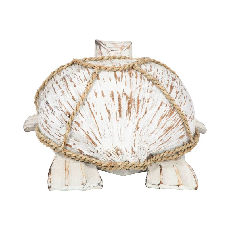 Sagebrook Home 13"Lx10"Wx5"H White/brown, Coconut Shell, Turtle Figurine - 13" x 8" x 4"