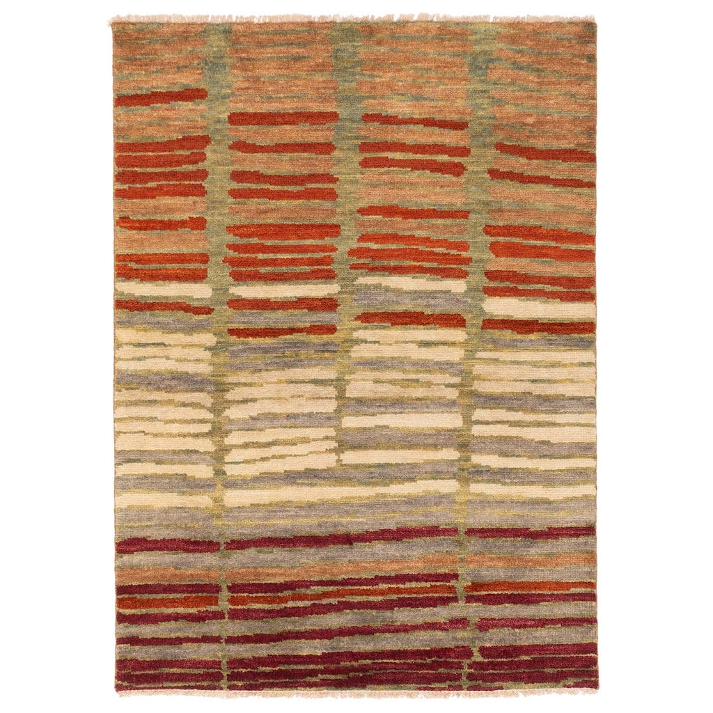 ECARPETGALLERY Hand-knotted Peshawar Ziegler Grey, Red Wool Rug - 4'7 x 6'4