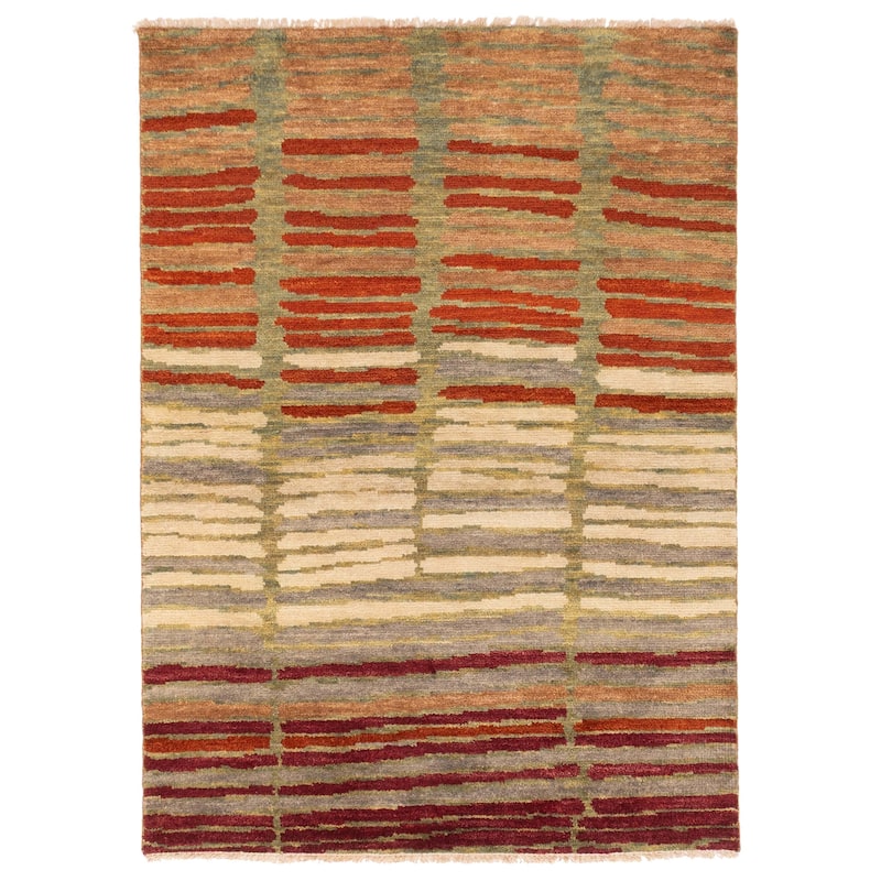 ECARPETGALLERY Hand-knotted Peshawar Ziegler Grey, Red Wool Rug - 4'7 x 6'4