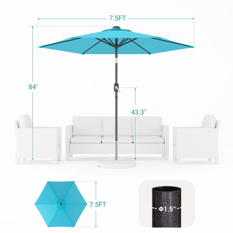 Bonosuki 7.5-foot Waterproof Sunshade Canopy Patio Umbrella
