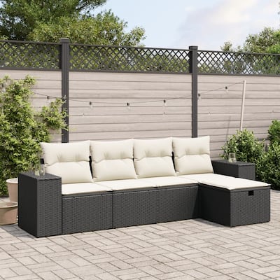 vidaXL Garden Sofa Set Beige/Black/Brown/Grey