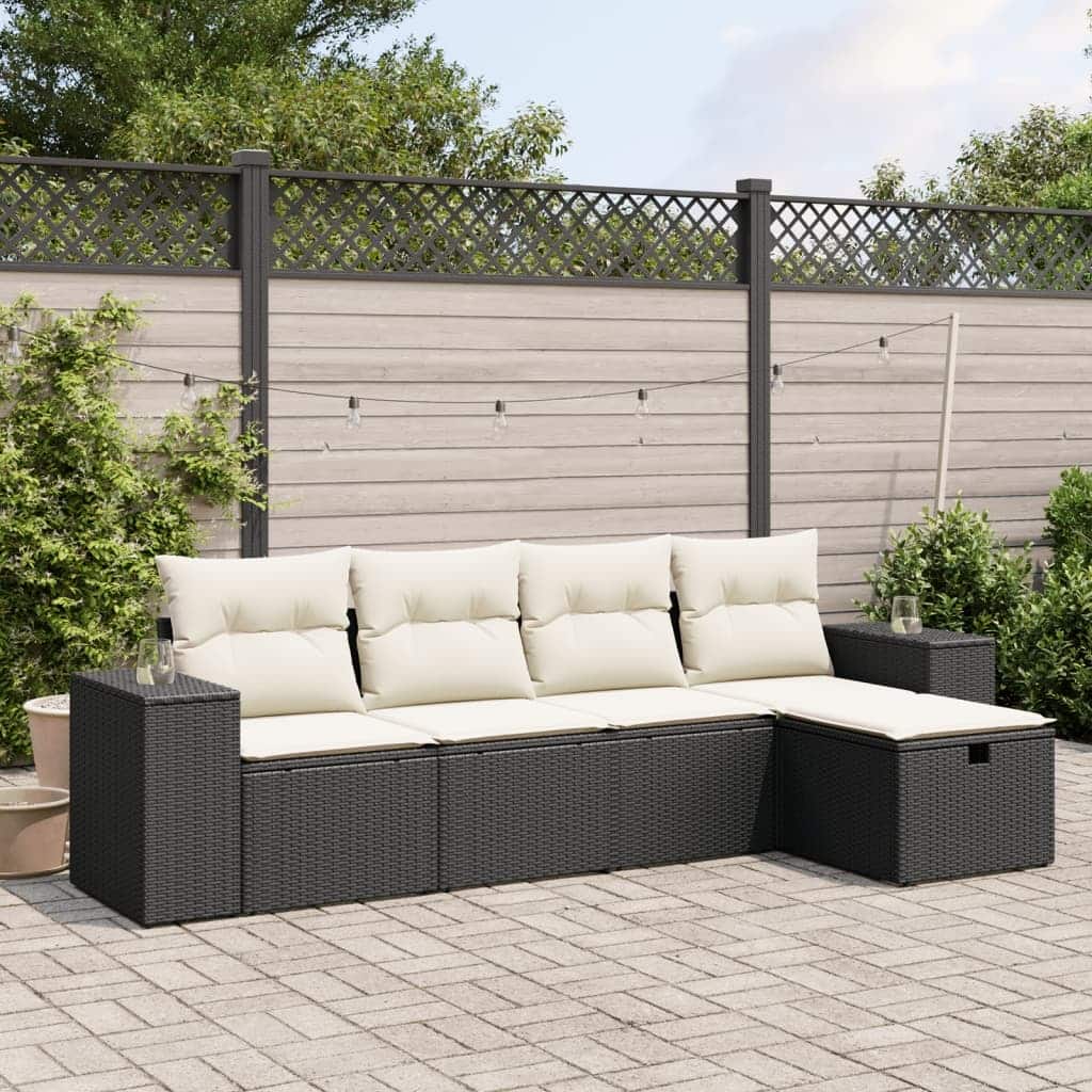 vidaXL Garden Sofa Set Beige/Black/Brown/Grey