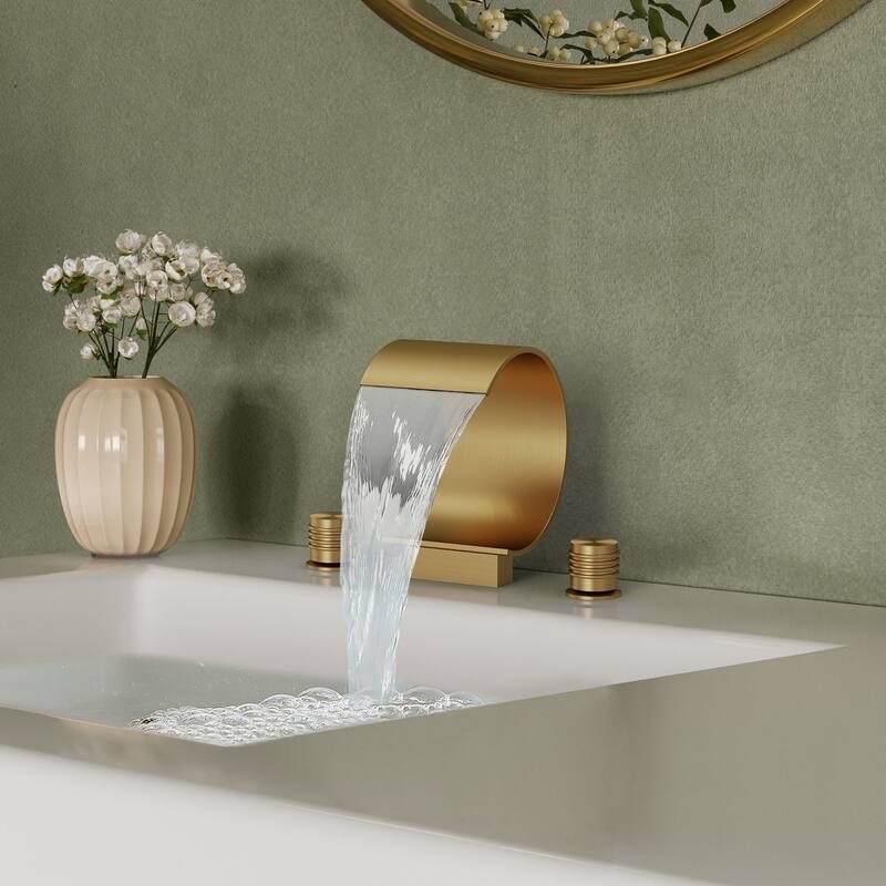 Widespread Bathroom Faucet 3 Hole, 2-handle Bathroom Sink Faucet with Drain Assembly