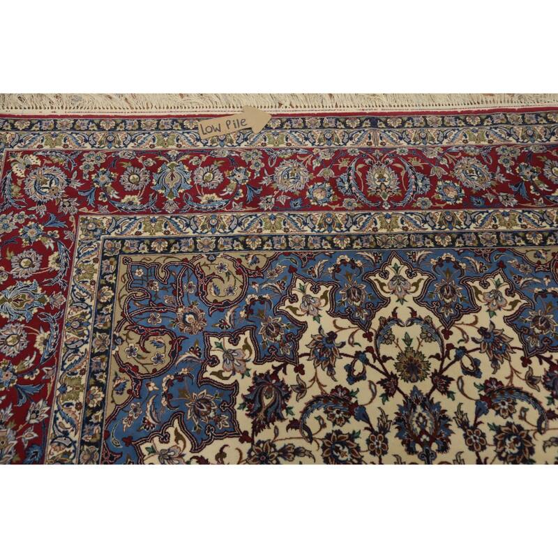 Hand Knotted Oriental 100% Kork Wool Carpet Traditional Floral Beige & Ivories Isfahan Area Rug - 10' 7'' X 6' 7''