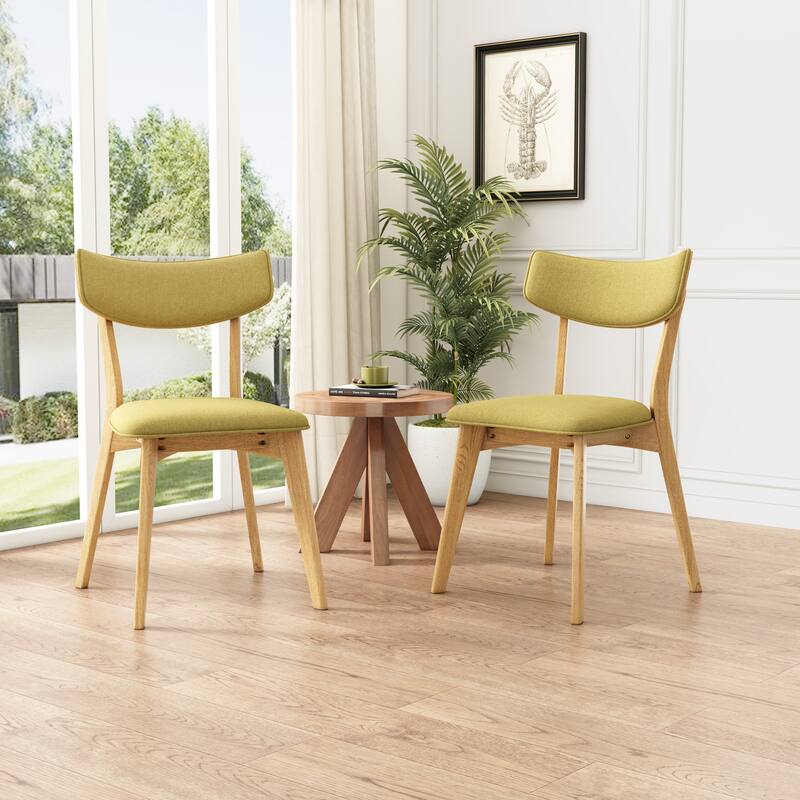 Christopher Knight Home Abrielle Mid-Century Modern Fabric Dining Chair - Green Tea + Natural Oak