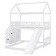 preview thumbnail 35 of 38, House Bunk Bed with Slide and Stair, Wooden Twin Over Twin Bunk Platform Bed with 2 Storage Drawers and Roof for Kids