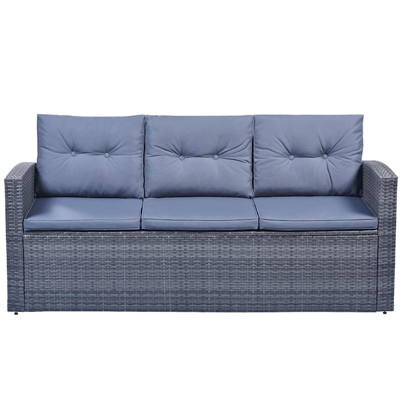 6-piece All-Weather Wicker PE rattan Outdoor Conversation Sectional Set