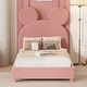 preview thumbnail 2 of 30, Velvet Upholstered Bear Ear Platform Bed, Eye-catching Design