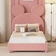 preview thumbnail 2 of 30, Velvet Upholstered Bear Ear Platform Bed, Eye-catching Design, Sturdy Frame
