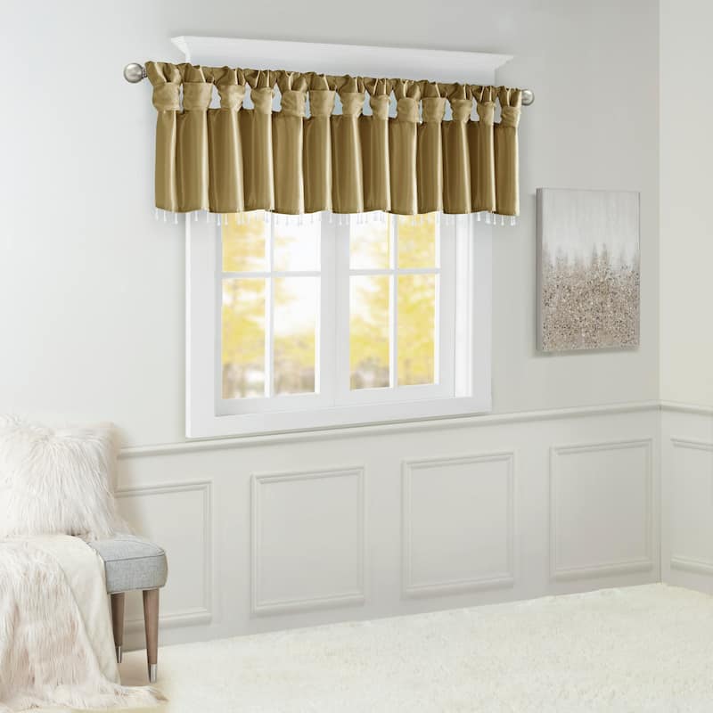 Madison Park Natalie Lightweight Faux Silk Valance with Beads - 50x26"