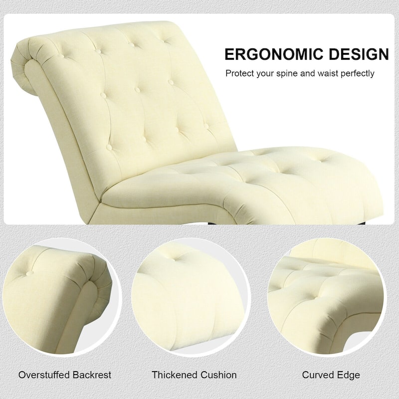 Gymax Armless Accent Chair Upholstered Tufted Lounge Chair Wood Leg - 38.5'' x 27.5'' x 33''