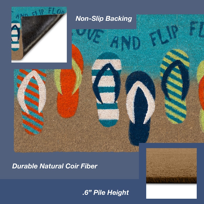 Liora Manne Natura Flip Flops Outdoor Mat Cool 24"x36" - 2'x3'
