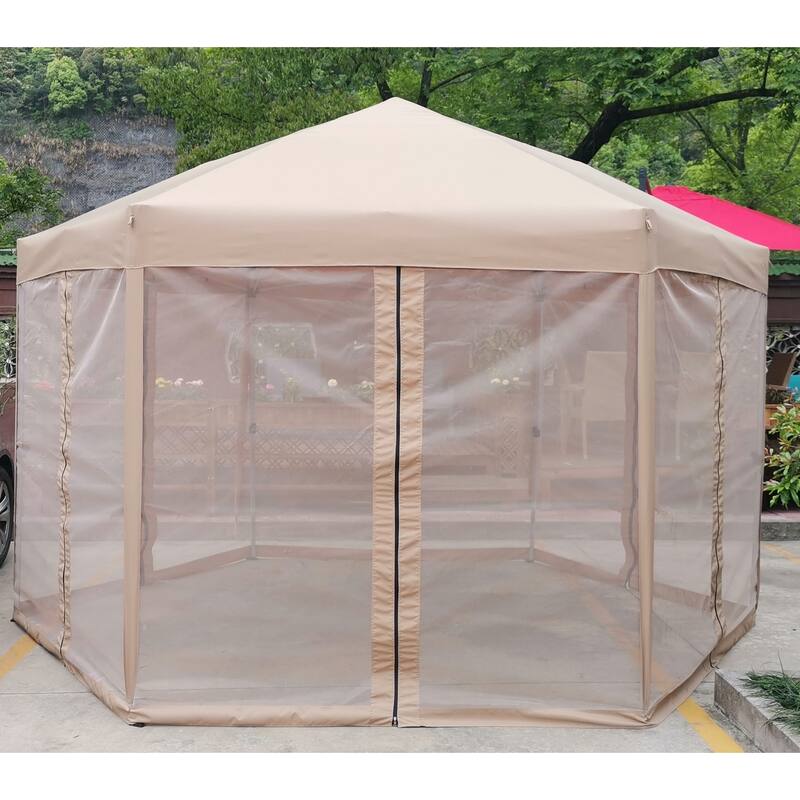 13Ftx 13Ft Pop-Up Gazebo Tent Outdoor Canopy Hexagonal Canopies 6 Sided for Patio Garden Backyard Sun Shelter BBQ Garden Events