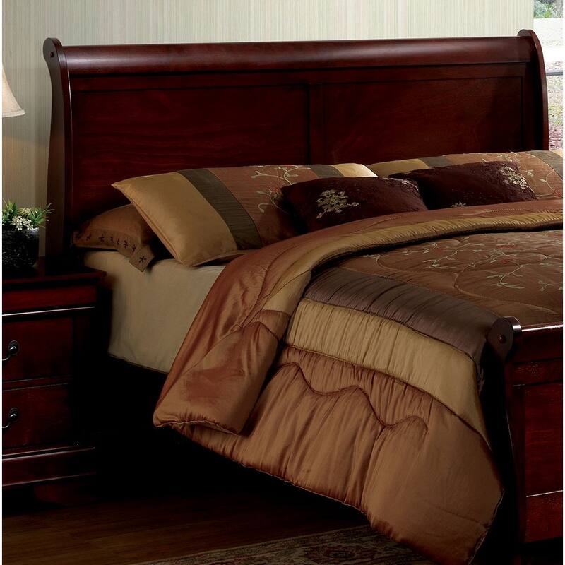 Twin Size Sleigh Bed in Cherry Finish, Solid Wood Construction, Transitional Style