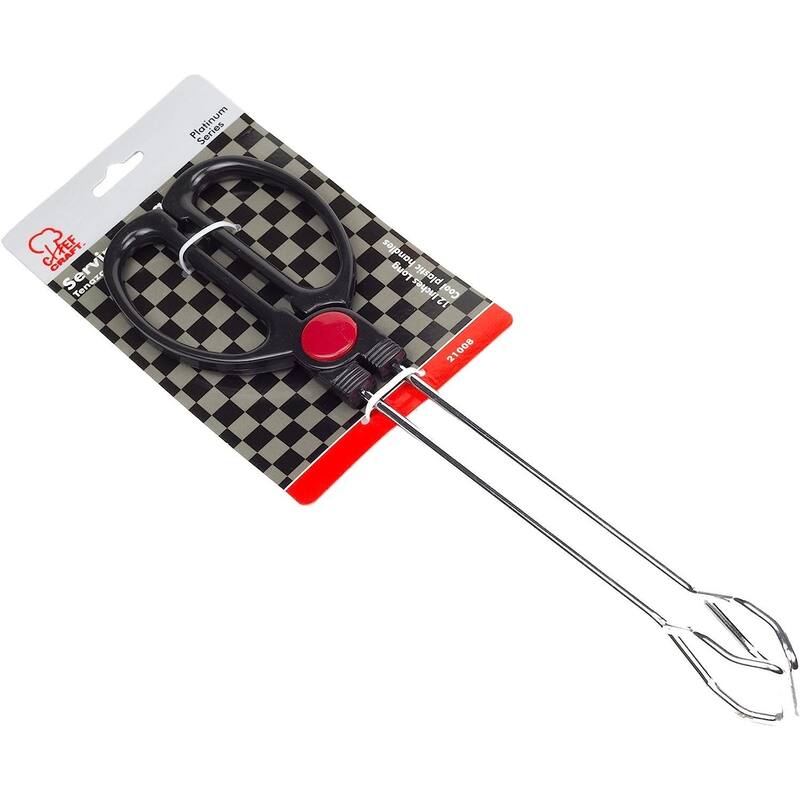 Chef Craft 12" Long Buffet Serving Tongs with Cool-Touch Plastic Handles