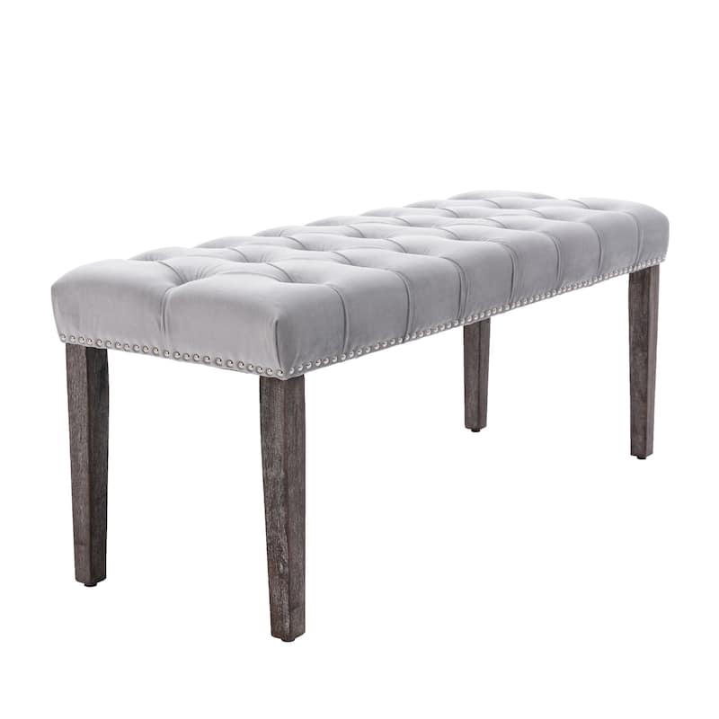 Upholstered Tufted Bench Ottoman Footrest Stool Accent Bench