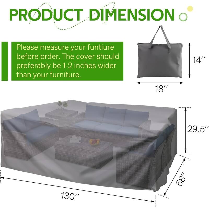 AECOJOY Patio Furniture Set Cover Waterproof Outdoor Sectional Sofa Cover