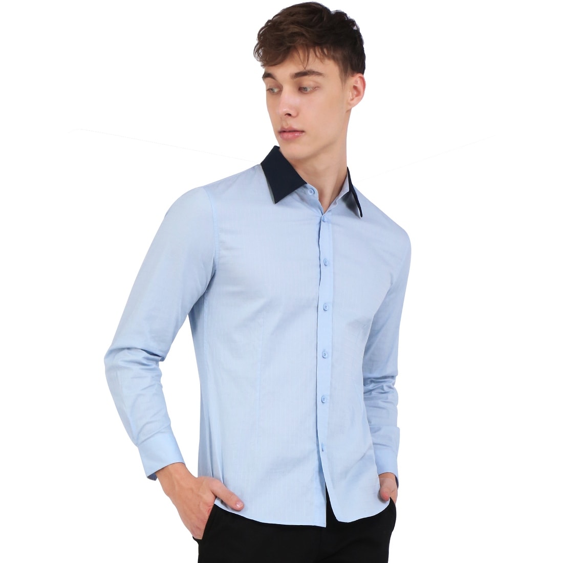 Shop Men Casual Button Down Shirts Long Sleeve Fashion Slim Fit