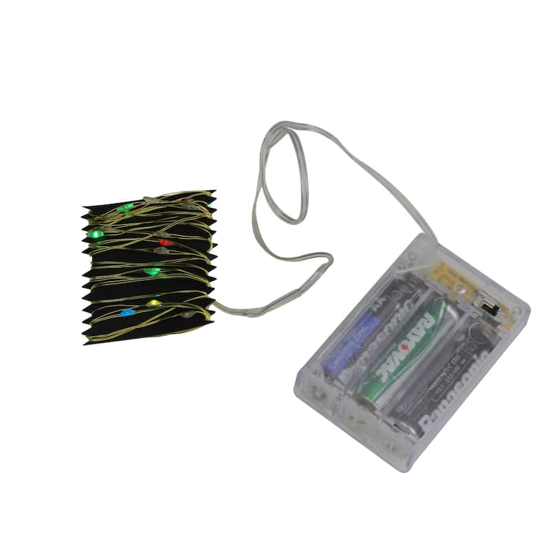 35 B/O Silver LED Micro Fairy Christmas Light - 6 ft Gold Copper Wire